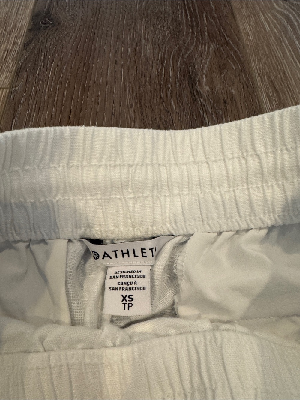 Athleta Women's White Linen Wide-Leg Drawstring Track Pants - Picture 4 of 6